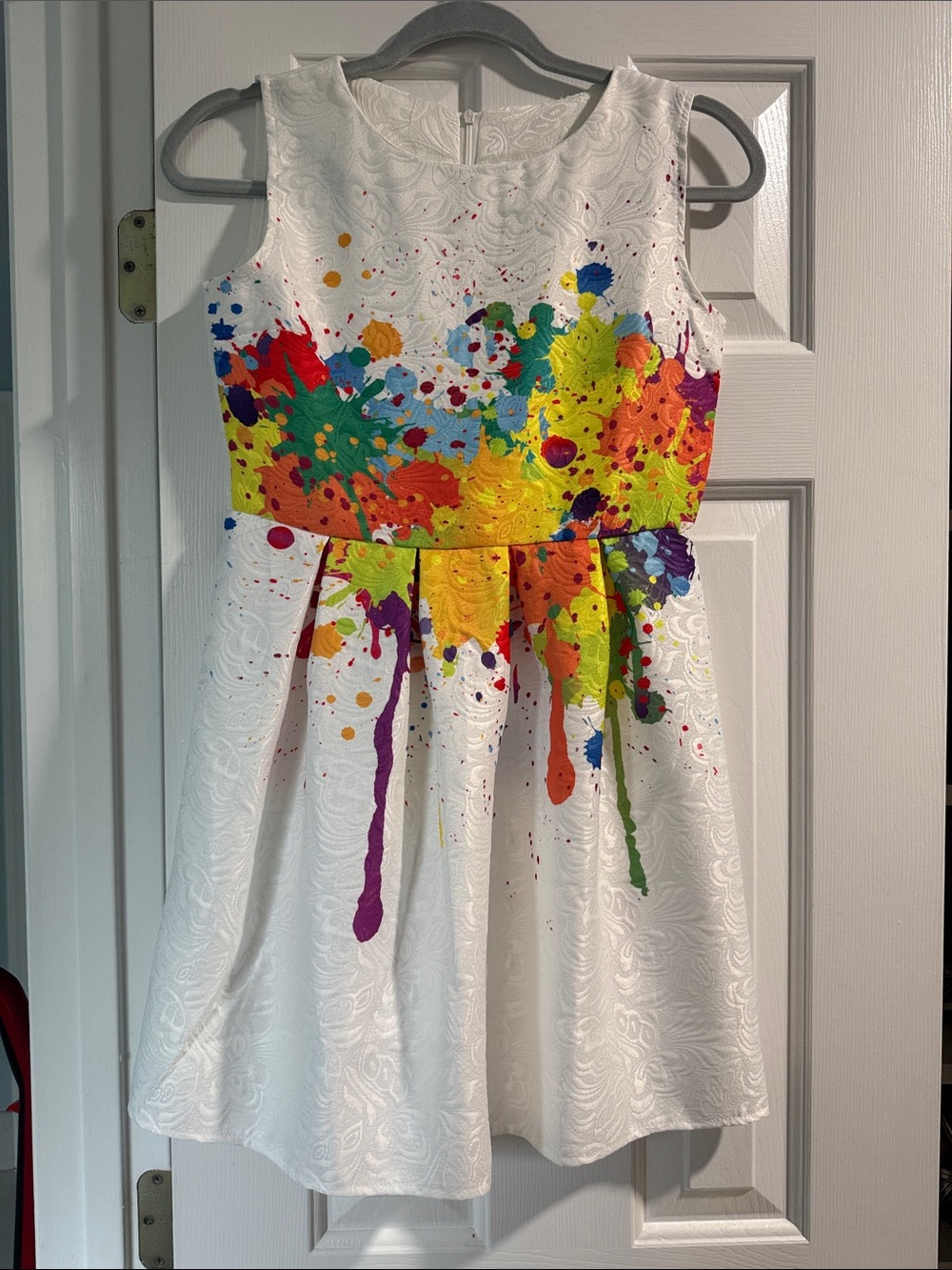 White Paint-Splash Girls Dress - Multicolor